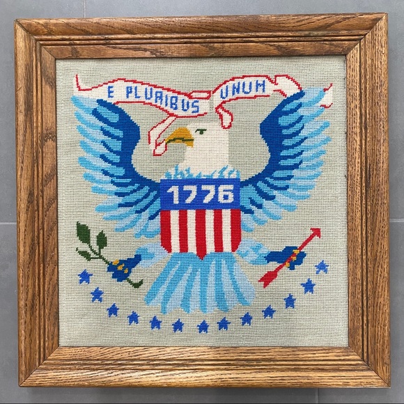 Vintage Bald Eagle E Pluribus Unum Cross Stitch